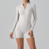 Mono de manga larga con cremallera para yoga y fitness para mujer