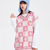 Strawberry V-Neck Kawaii Sweater