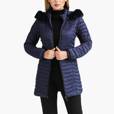 Zayla - Navy Fur Hooded Puffer Parka Coat