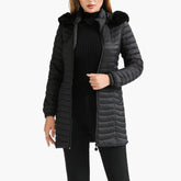 Zayla - Black Fur Hooded Puffer Parka Coat