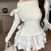 Kawaii Warmes Outfit-Set – Pullover und Minirock