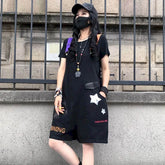 Wide Denim Jumpsuit Shorts