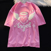 Camiseta Y2K con estampado de corazón de ángel