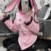 Y2K Kawaii Rabbit Ear Hoodie