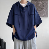 Korean Short Sleeve Hooded Pullover