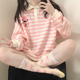 Sudadera japonesa de rayas kawaii