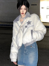 Chaqueta corta y esponjosa estilo Y2K de Harajuku