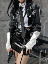 Short Patchwork Leather Jacket