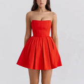 Amerie - Red Strapless Fit and Flare Mini Dress