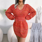 Vienna - Red Nipped High Waist Sweater Dress