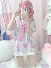 Camiseta kawaii con estampado de conejo