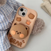 Funda para iPhone con diseño de oso 3D kawaii
