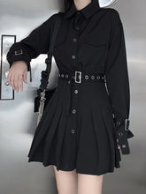 Korean Gothic Pleated Shirt Dress