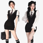 Korean Preppy 2-Piece Dress