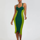 Delfina - Green Fishtail Bandage Dress