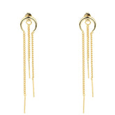 Silver Moon Crescent Chain Earrings