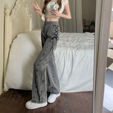 Jeans mit hoher Taille und Schnürung