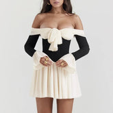 Alondra - White & Black Off The Shoulder A-Line Dress