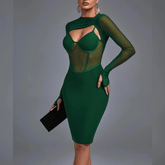 Amelia - Green Mesh and Bandage Dress