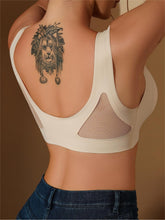 Sujetador camisola sin aros y sin espalda de malla en contraste en color beige