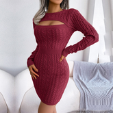 Loyalty - Burgundy Braided Cutout Knitted Dress