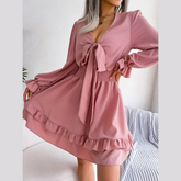 Sadie - Pink Smocked Waist Ruffle Mini Dress