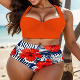 Bikinihose mit Blumenmuster und hoher Taille