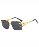 Gradient Frame Double Bridge Rimless Sunglasses