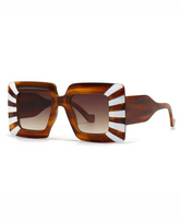 Stripe Oversized Vintage Square Sunglasses