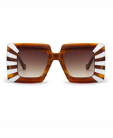Stripe Oversized Vintage Square Sunglasses