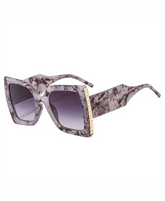 Oversized Square Rhinestone Rim Sunglasses