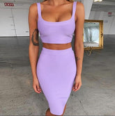 Stephanie - Lilac Two Piece Bandage Skirt Set