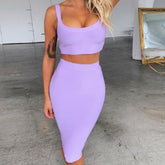 Stephanie - Lilac Two Piece Bandage Skirt Set