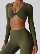 Crop Top mit gebürstetem Twist und langen Ärmeln