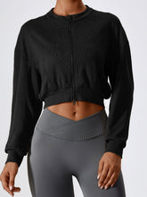 Live In Rib – Gestrickte Bomberjacke mit durchgehendem Reißverschluss