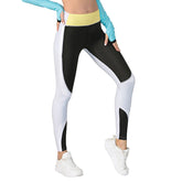 Pantalones de yoga de cintura alta con mallas de patchwork para gimnasio