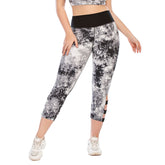 Caprihose für Yoga-Leggings in Übergröße Tie Dye