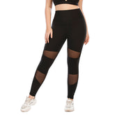 Schwarze Yogahose Plus Size Yoga Leggings Mesh