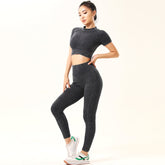 Conjuntos de entrenamiento Top elástico y leggings deportivos de cintura alta