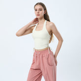 Camiseta sin mangas con cuello halter y cordón