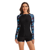 Trajes de baño de dos piezas con estampado de manga larga para mujer