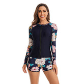Camisetas Rash Guard con estampado floral, traje de baño de 2 piezas
