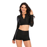 Langärmlige Badeanzüge mit bauchfreiem Oberteil für Damen