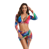 Langarm-Badeanzug, 3-teilig, Rashguard, Crop-Tops