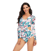 Einteiliger, langärmliger Rashguard-Badeanzug