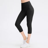 Kurze Sport-Leggings mit hoher Taille und Tasche