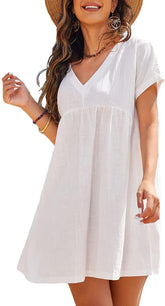 Minikleid aus Baumwolle mit V-Ausschnitt