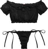 Avidlove Bra and Panty Set Ruffle Lingerie Set Mesh Babydoll Chemise