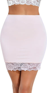 Combinación media Avidlove para debajo de los vestidos, falda camisera con ribete de encaje que no se adhiere