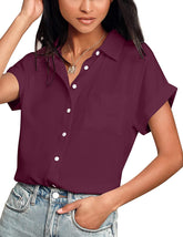 Button V -Neck Blouse